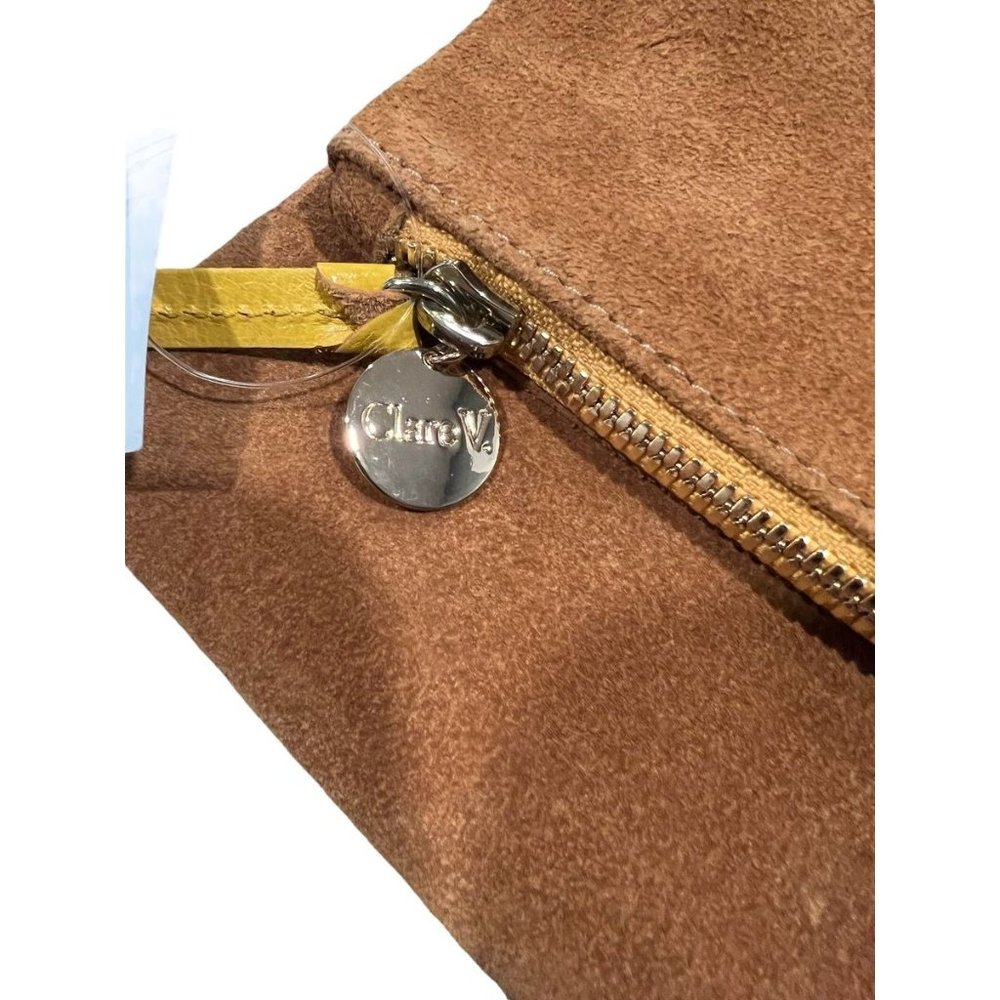 Clare V Camel Stripe Suede Leather Foldover Clutch Purse - Picture 13 of 13